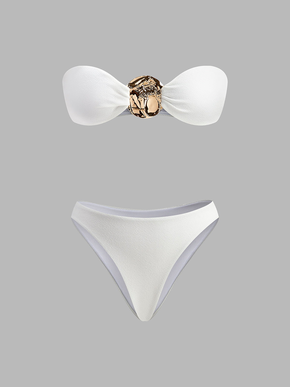 Altın Detaylı Plaj Üstlü Bikini Takımı