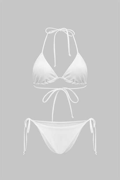 Bağlamalı Bikini ve Uzun Kollu Elbise Örtüsü 3'lü Set