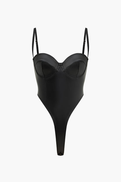 Düz Renkli Askılı Büstiyer Bodysuit