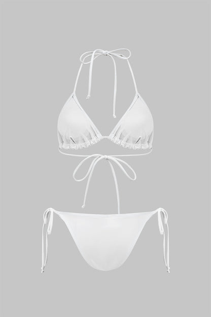 Bağlamalı Bikini ve Uzun Kollu Elbise Örtüsü 3'lü Set